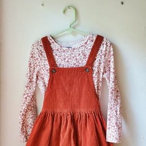 🍁 Old Navy Floral Top & Brown Corduroy Skirtalls, 100% Cotton, size 5T